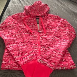 NWOT Women’s Md Under Armor Zip Up Hoodie Breast Cancer Edition